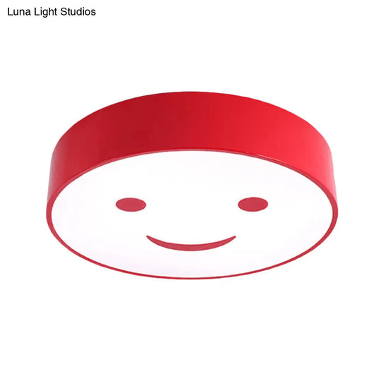 Adorable Smiling Face Led Baby Bedroom Ceiling Light - Round Flush Mount Acrylic Lamp