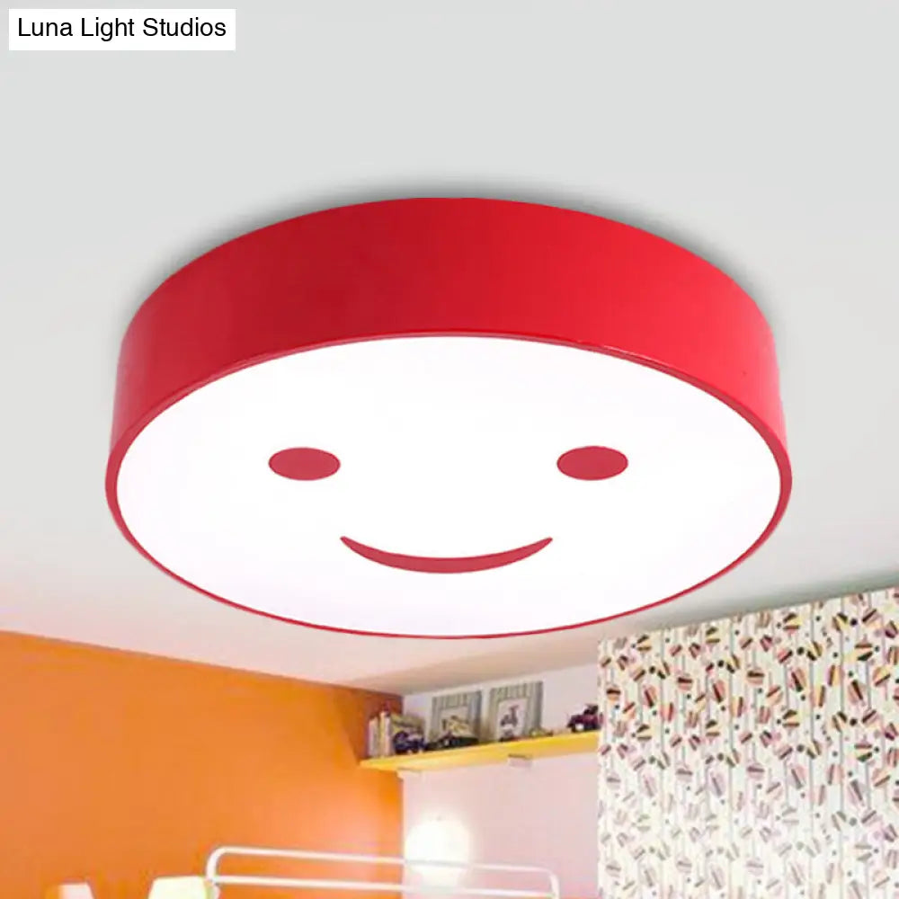 Adorable Smiling Face Led Baby Bedroom Ceiling Light - Round Flush Mount Acrylic Lamp