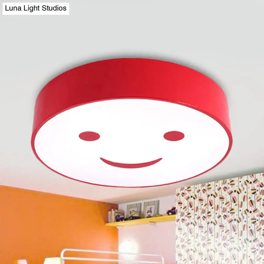 Adorable Smiling Face Led Baby Bedroom Ceiling Light - Round Flush Mount Acrylic Lamp