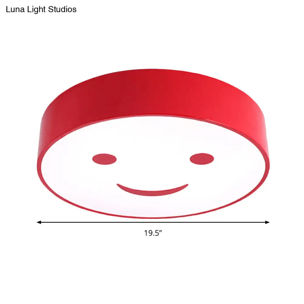 Adorable Smiling Face Led Baby Bedroom Ceiling Light - Round Flush Mount Acrylic Lamp