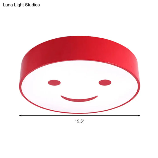 Adorable Smiling Face Led Baby Bedroom Ceiling Light - Round Flush Mount Acrylic Lamp