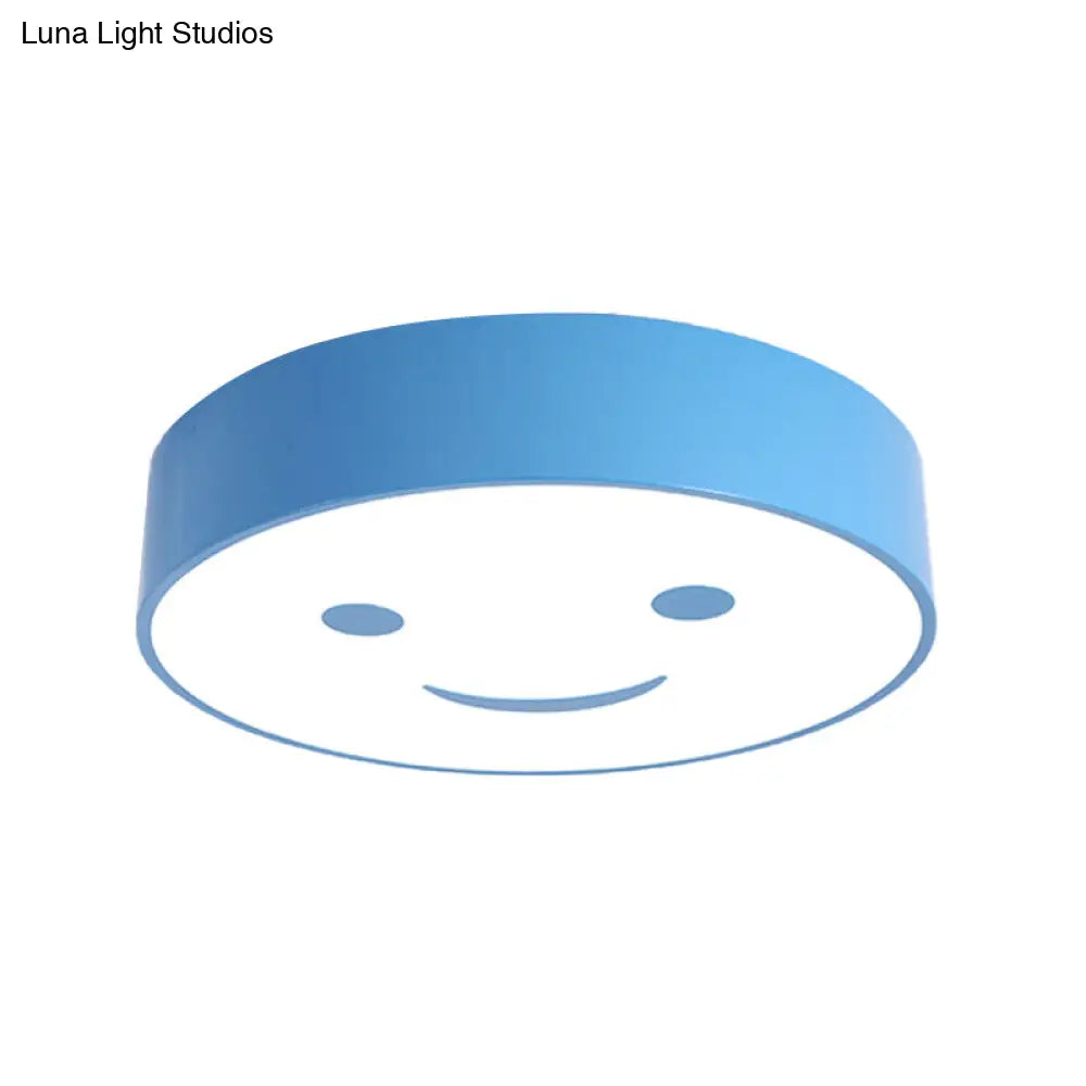 Adorable Smiling Face Led Baby Bedroom Ceiling Light - Round Flush Mount Acrylic Lamp