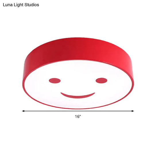 Adorable Smiling Face Led Baby Bedroom Ceiling Light - Round Flush Mount Acrylic Lamp