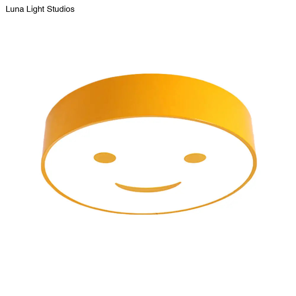 Adorable Smiling Face Led Baby Bedroom Ceiling Light - Round Flush Mount Acrylic Lamp