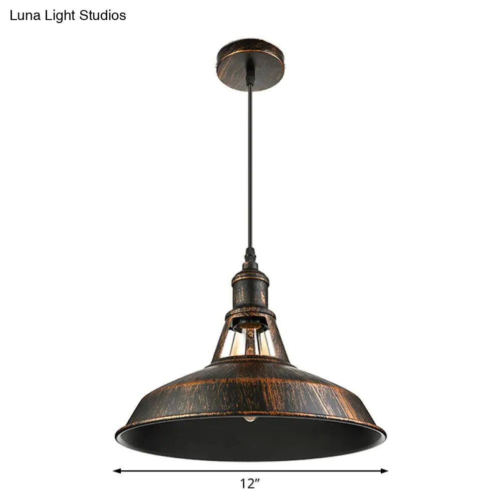 Aged Silver/Rust Barn Pendant Lighting - Antique Style Wrought Iron Ceiling Light For Dining Room 1