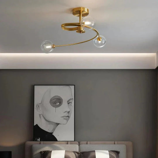 Aimee - Nordic Creative Rotation Chambre Chambre Lampe Chambre Cuivre Plafonnier