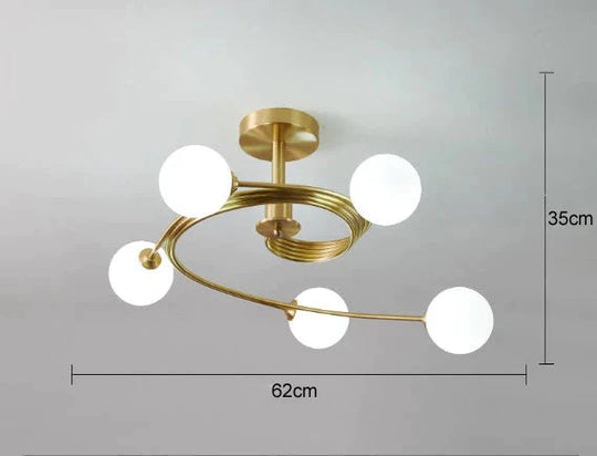 Aimee - Nordic Creative Rotation Chambre Chambre Lampe Chambre Cuivre Plafonnier