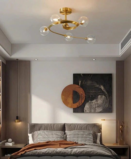 Aimee - Nordic Creative Rotation Chambre Chambre Lampe Chambre Cuivre Plafonnier