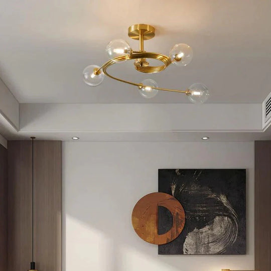 Aimee - Nordic Creative Rotation Chambre Chambre Lampe Chambre Cuivre Plafonnier