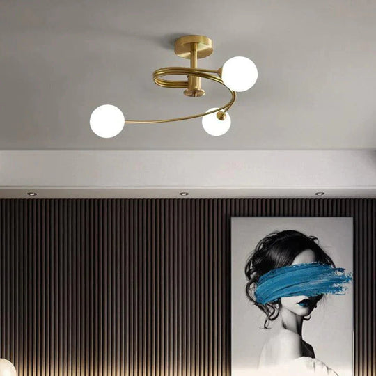 Aimee - Nordic Creative Rotation Chambre Chambre Lampe Chambre Cuivre Plafonnier