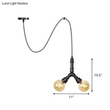 Alamak - Modern Amber Glass Pendant Chandelier With Swag Design