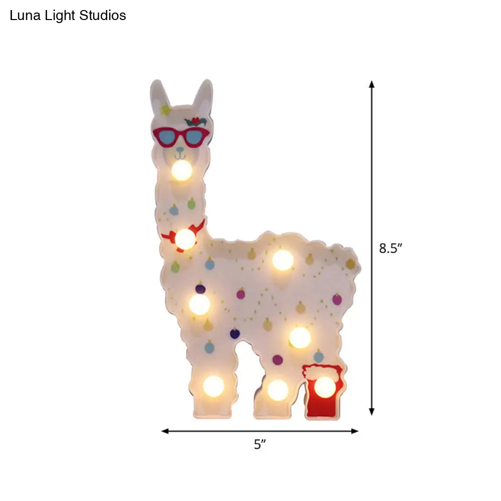 Alpaca Led Wall Night Lamp For Girls Room - Battery Operated And Contemporary Design