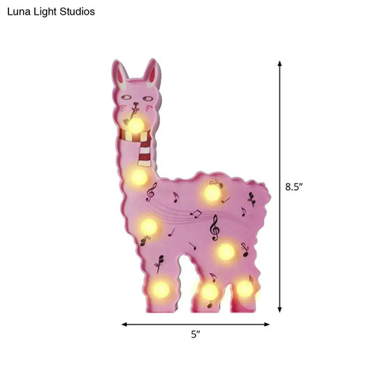 Alpaca Led Wall Night Lamp For Girls Room - Battery Operated And Contemporary Design