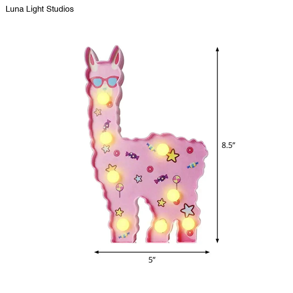 Alpaca Led Wall Night Lamp For Girls Room - Battery Operated And Contemporary Design
