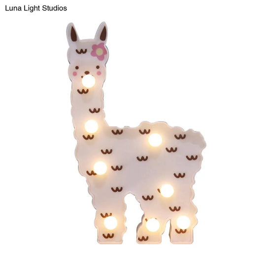 Alpaca Led Wall Night Lamp For Girls Room - Battery Operated And Contemporary Design