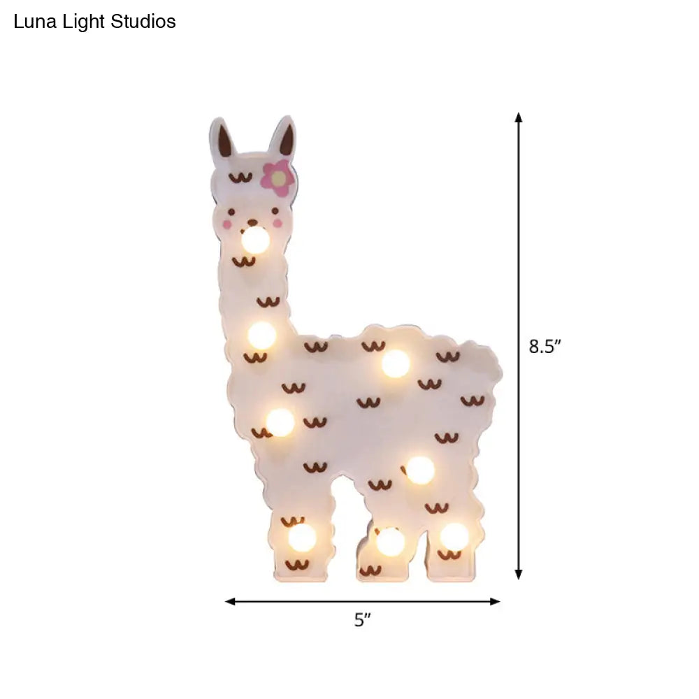 Alpaca Led Wall Night Lamp For Girls Room - Battery Operated And Contemporary Design