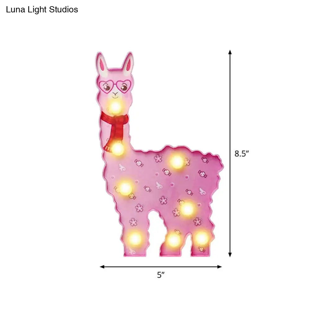 Alpaca Led Wall Night Lamp For Girls Room - Battery Operated And Contemporary Design