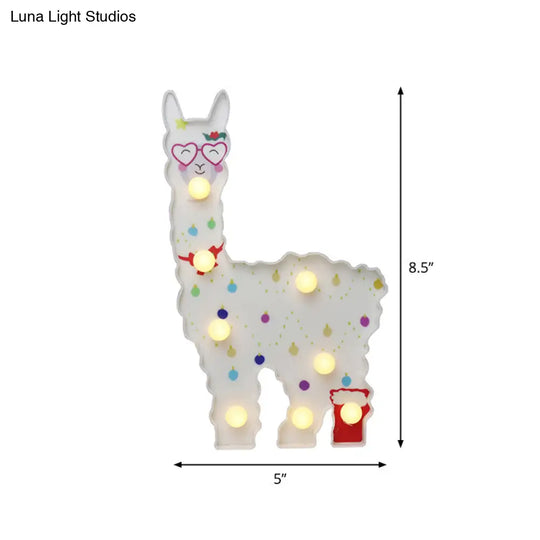 Alpaca Led Wall Night Lamp For Girls Room - Battery Operated And Contemporary Design