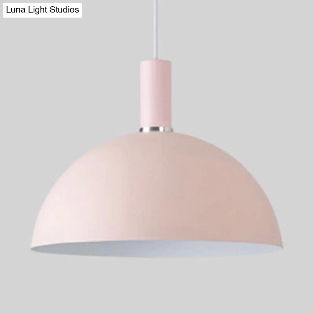 Aluminum Dome Suspension Light: Macaron Candy Pendant Lamp in Blue/Green/Yellow/Pink for Living Room