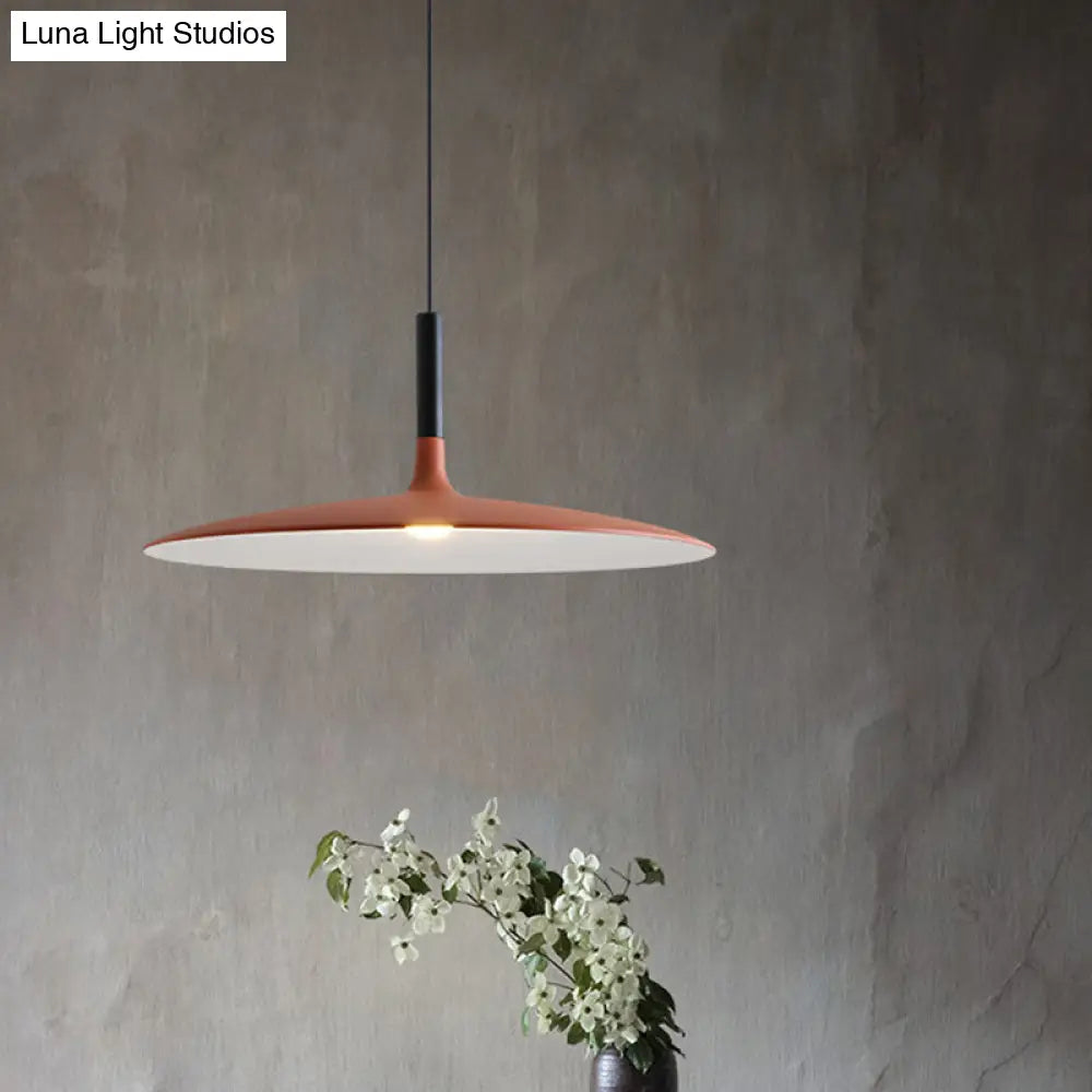 Aluminum Hanging Light: Nordic Design 1-Light Pendant For Dining Room - White/Orange/Grey