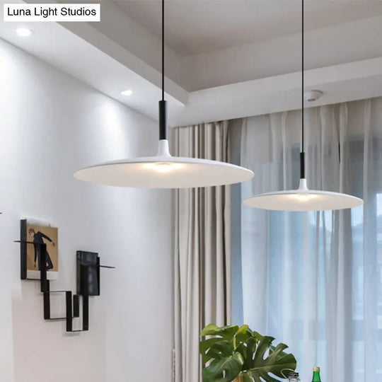 Aluminum Hanging Light: Nordic Design 1-Light Pendant For Dining Room - White/Orange/Grey