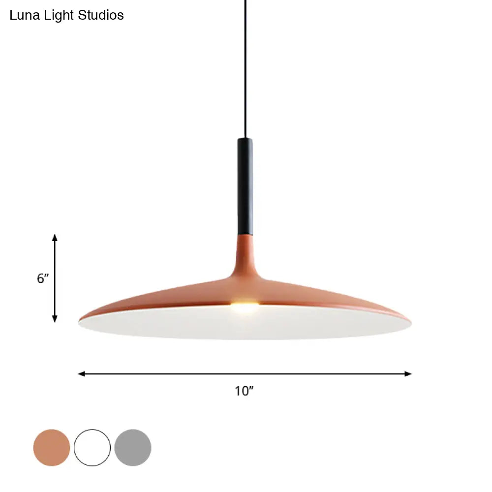Aluminum Hanging Light: Nordic Design 1-Light Pendant For Dining Room - White/Orange/Grey