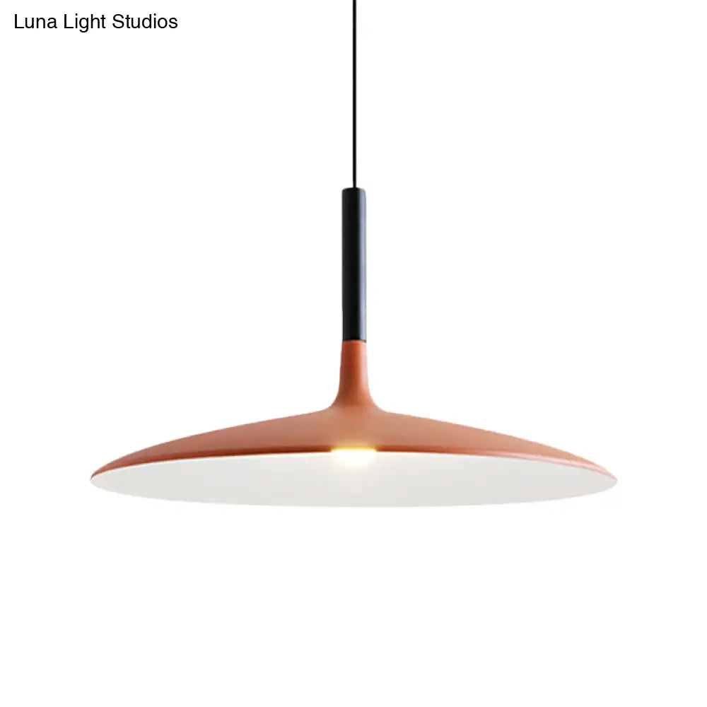 Aluminum Hanging Light: Nordic Design 1-Light Pendant For Dining Room - White/Orange/Grey