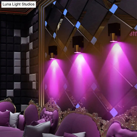 Aluminum Led Disco Pub Wall Light Fixture - Compact 3/4.5 H | Silver Vibrant Blue/Yellow/Purple