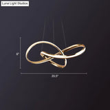 Aluminum Twist Chandelier With Led Artistic Gold Light For Dining Room Ceiling