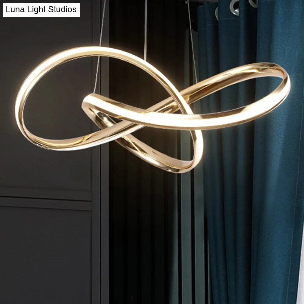 Aluminum Twist Chandelier With Led Artistic Gold Light For Dining Room Ceiling