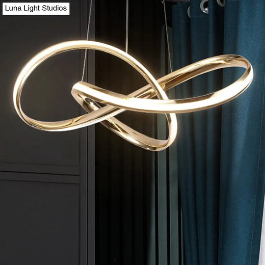 Aluminum Twist Chandelier With Led Artistic Gold Light For Dining Room Ceiling