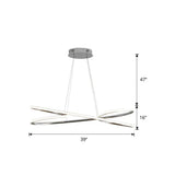 Aluminum Twist Led Pendant Chandelier: Artistic Hanging Lamp For Dining Table Chrome / 39.5’