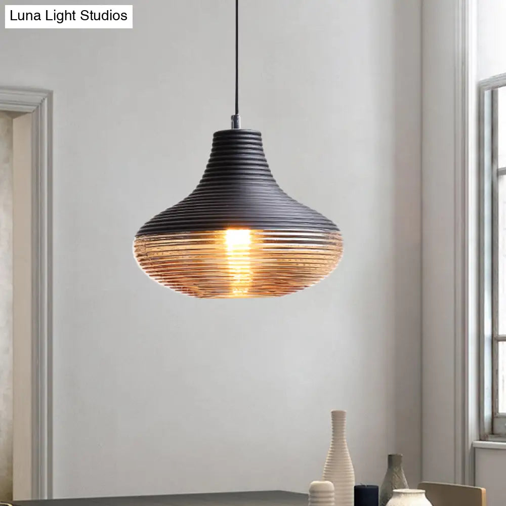 Amber Glass Single Light Pendant - Hotel Dining Table Hanging / 10