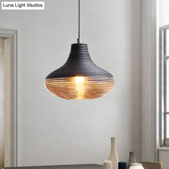 Amber Glass Single Light Pendant - Hotel Dining Table Hanging / 10