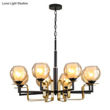 Amber Glass Pendant Chandelier - Traditional Black Bubble Multiple Lighting Positions Bedroom
