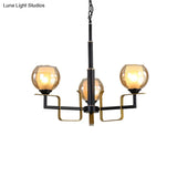 Amber Glass Pendant Chandelier - Traditional Black Bubble Multiple Lighting Positions Bedroom
