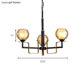 Amber Glass Pendant Chandelier - Traditional Black Bubble Multiple Lighting Positions Bedroom