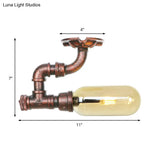 Amber Glass Semi Flush Oval Shade Light Fixture In Weathered Copper With Industrial Pipe Design For
