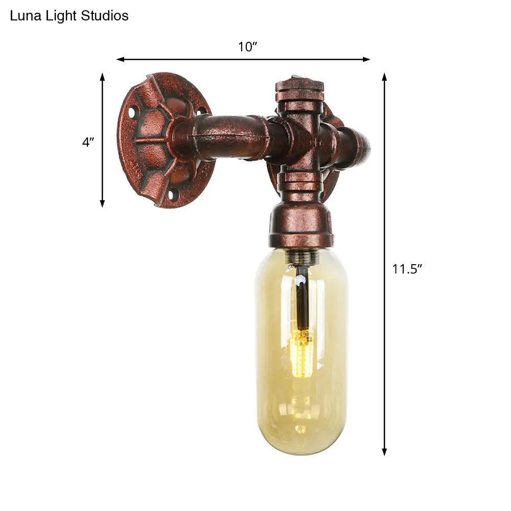 Amber Glass Wall Sconce Lamp With Vintage Charm: Perfect For Living Rooms