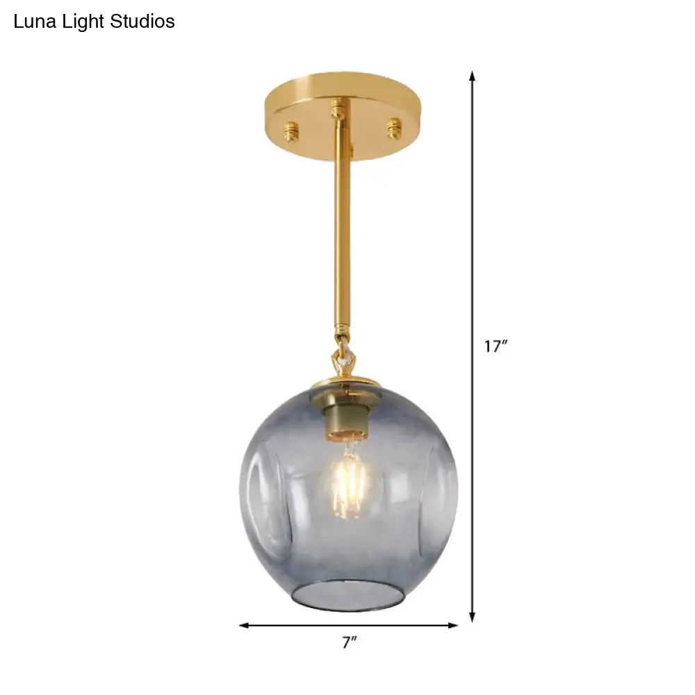 Amber/Smoke Gray Glass Semi Flush Light Fixture - Nordic Ceiling Mount For Hallway 1-Light