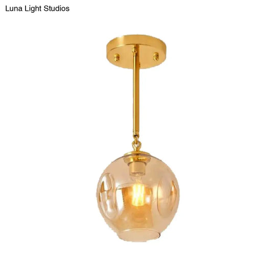 Amber/Smoke Gray Glass Semi Flush Light Fixture - Nordic Ceiling Mount For Hallway 1-Light
