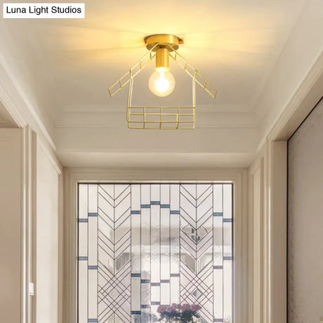 American All-Copper Balcony Ceiling Lamp