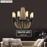 American Country Loft Vintage Big Wooden Beads Hang Pendant Lamp E27 E14 Led Lights Modern For