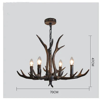 Lampe de lustre à 2 niveaux en bois de cerf de style rétro américain