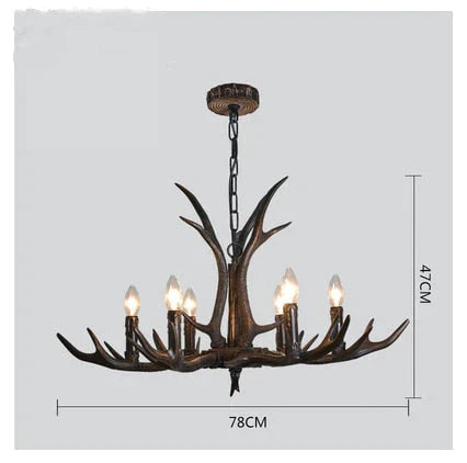 Lampe de lustre à 2 niveaux en bois de cerf de style rétro américain