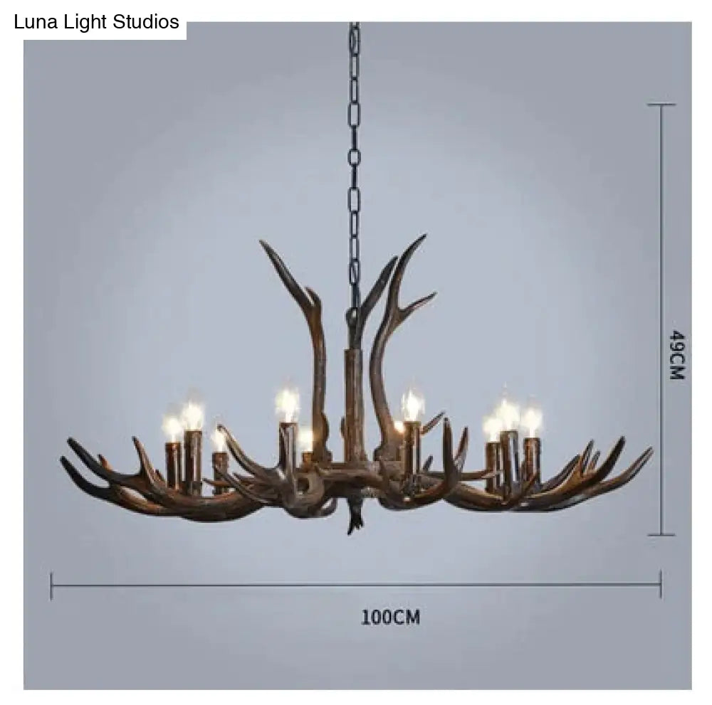 American Country Retro Style Antler 2 Tier Chandelier Lamp
