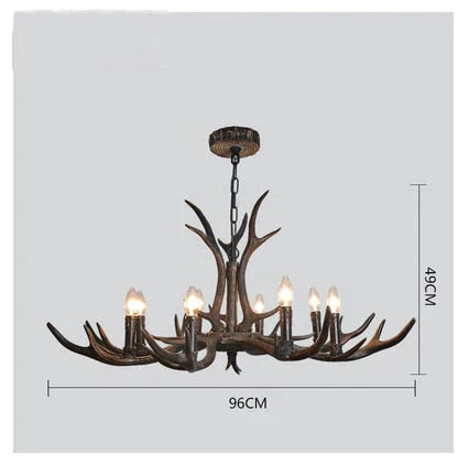 Lampe de lustre à 2 niveaux en bois de cerf de style rétro américain