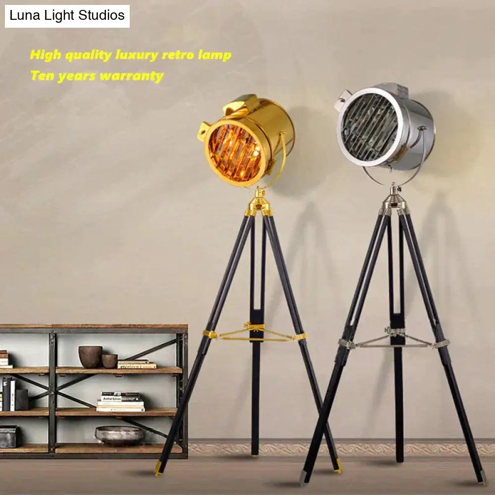 American Industrial Loft Retro Vintage Floor Lamp Led Tripod Searchlight Creative Living Room Decor