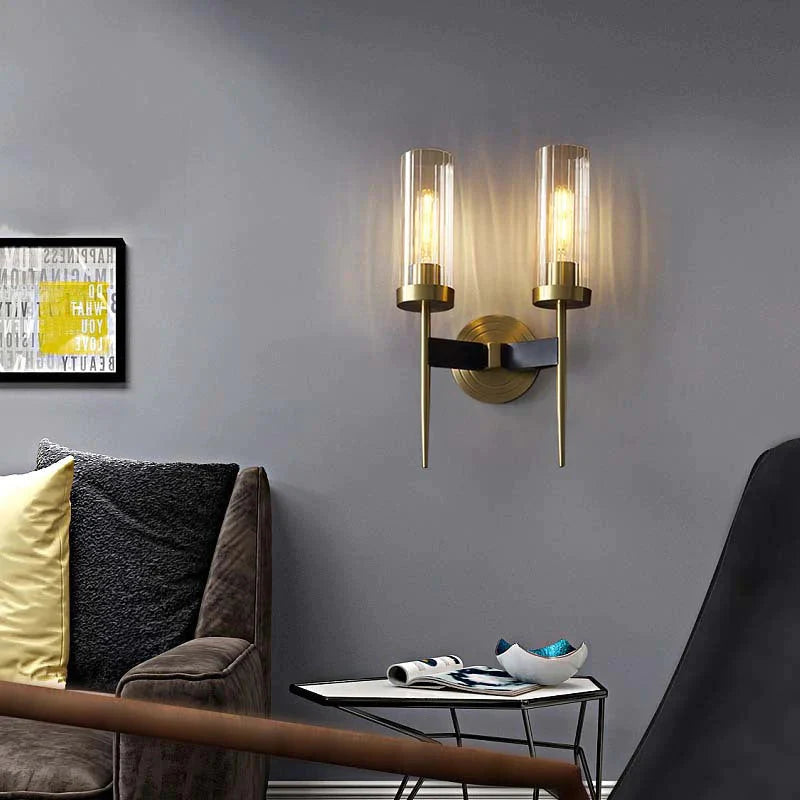 Lampes de chambre à coucher de luxe minimalistes modernes américaines toutes les appliques en cuivre