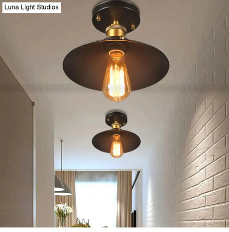 American Vintage Loft Led Ceiling Light Lamp Iron Cage Pyramid Corridor Entrance Balcony Bar